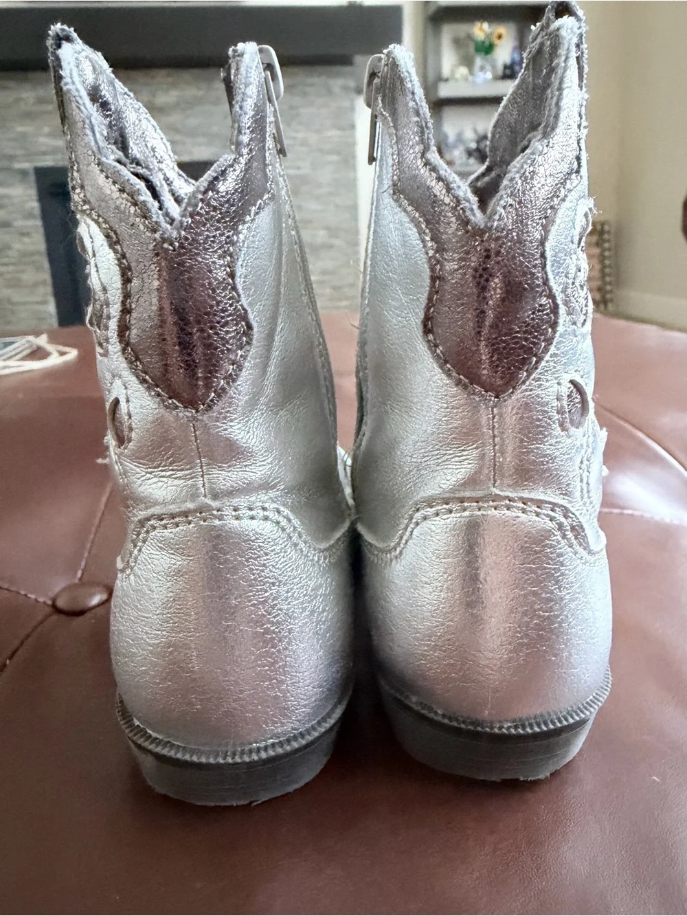 Zara Metallic Silver Girls' Cowboy Boots